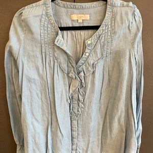 Ruffle Chambray Blouse
